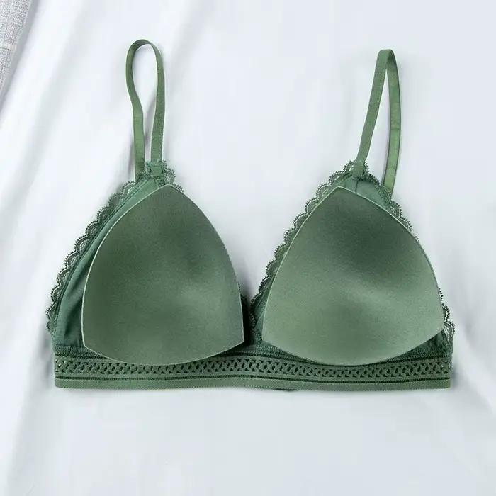 Soutiens-gorge push-up en dentelle florale pour femmes, soutien-gorge rembourré doux, lingerie sexy et tendance pour petites poitrines