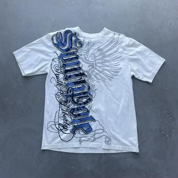 Hip Hop Tričko Streetwear pre ženy Vintage grafický Americký štýl móda Baggy voľné topy voľný čas Pár krátke rukávy