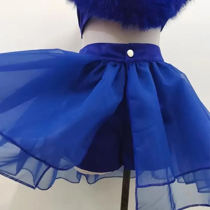 Costumes de danse jazz pour femmes, vêtements de pole légitisexy, tenues Kpop bleues imbibées, ensemble de vêtements de séparés euse Ds Dj GKnitting, bar et boîte de nuit, nouveau groupe