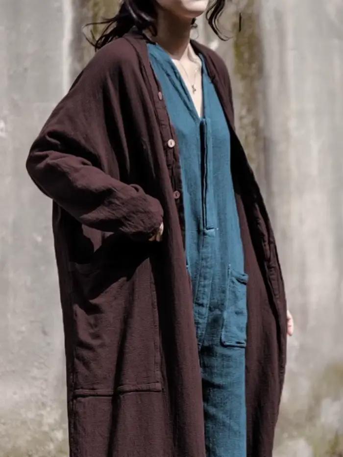 Dlhé voľné oversized cardigan sako s vreckami