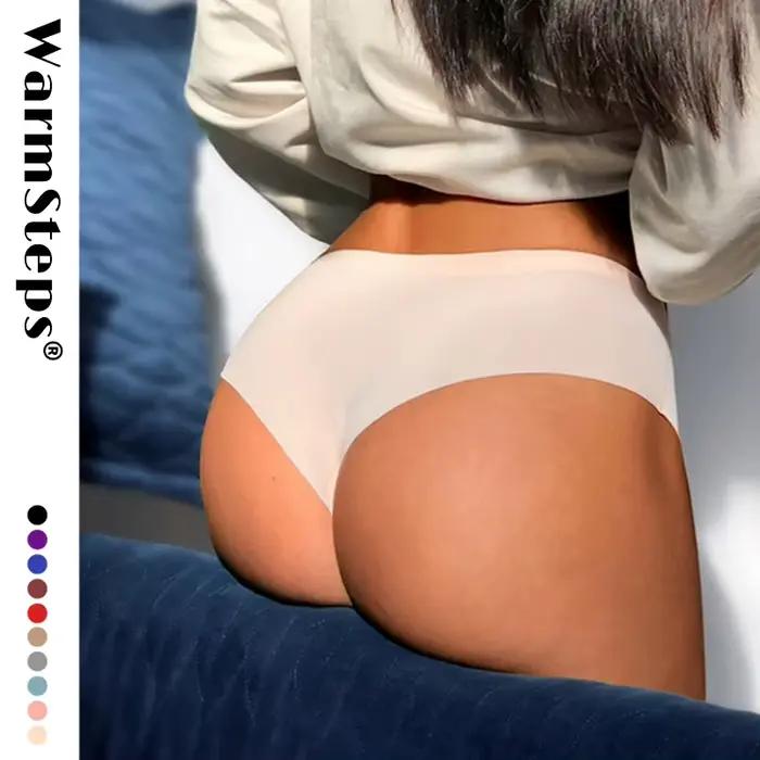WarmSteps sous-vêtements sans couture femme culotte solide slips confort respirant femme Lingerie pur coton entrejambe glace soie tongs
