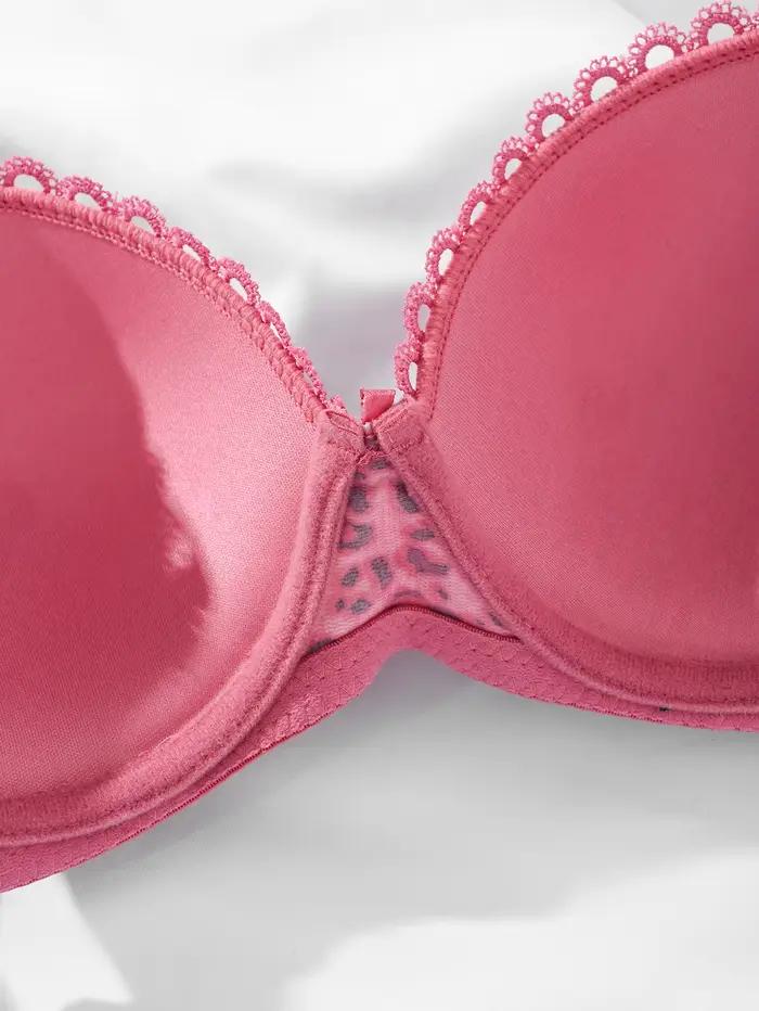 Diana-Soutien-gorge push up à imprimé léopard rose pour femme, avec anneau en acier, bonnet B, sous-vêtements de haute qualité