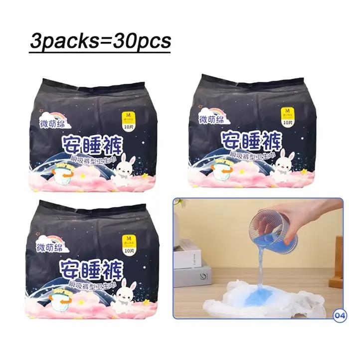 3 paquets = 30 pièces pantalons menstruels jetables femmes serviette hygiénique grande taille culotte menstruelle étanche pantalons de couchage menstruels