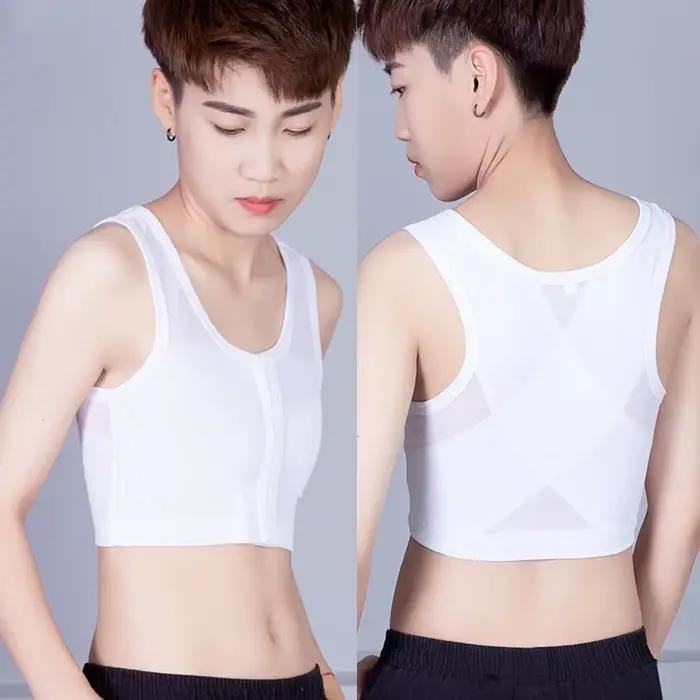 Corset avec fermeture éclair sur la poitrine, maillot de corps court, bouton avant, laçage de poitrine, lesbienne, mince, aplatir, femme, Y