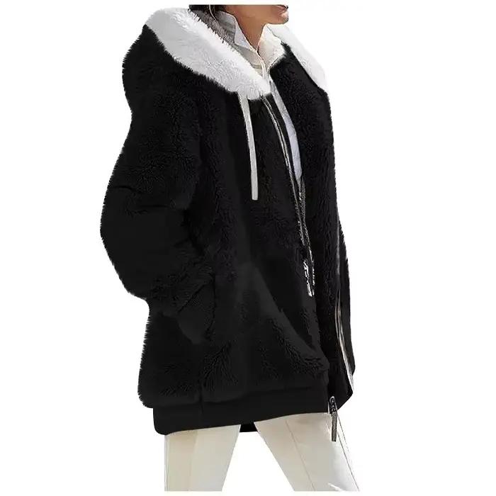 Veste en polyester VEITCHE avec capuche pour femmes, style streetwear, automne-hiver, confortable et polyvalente