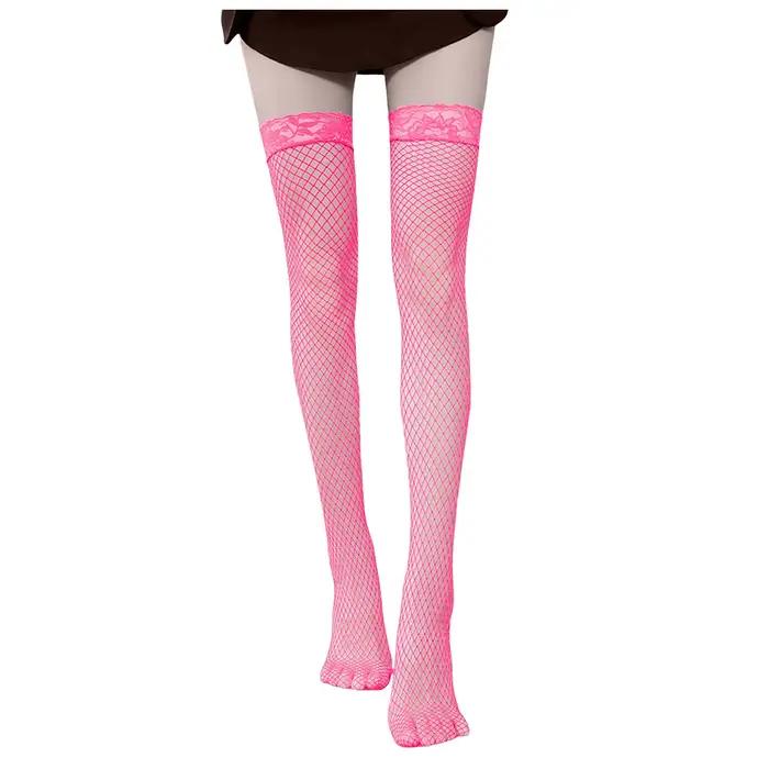Bas sexy pour femmes, résille ajourée en dentelle, bas cuissardes multicolores pour femme