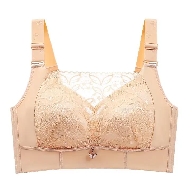 Soutien-gorge à couverture complète sans armatures pour femmes, soutien-gorge en dentelle non rembourré, soutiens-gorge en dentelle, soutien-gorge en V, coupe complète, solide, grande taille