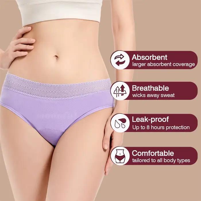 3 pièces culottes menstruelles femme flux très abondant période menstruelle sous-vêtements taille moyenne étanche période culotte pour filles ensemble culotte menstruelle absorbant fille