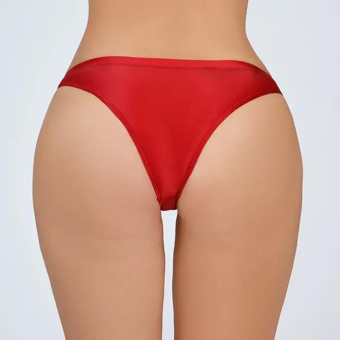 Dámske hodvábne lesklé nízke bikiny nohavičky Priesvitné bez šou spodná bielizeň Sexy jednofarebné bavlnené tangá