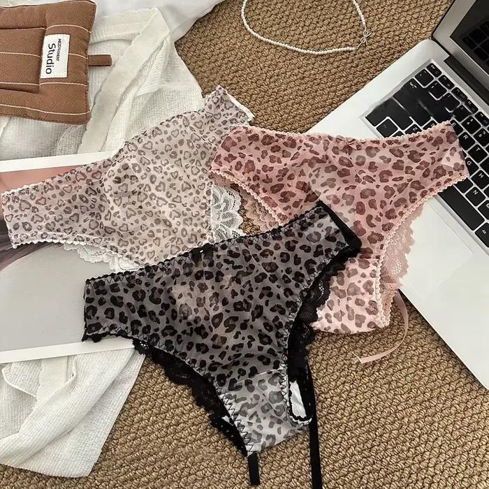 Sexy nízke nohavičky pre ženy z čistej bavlny s čipkou