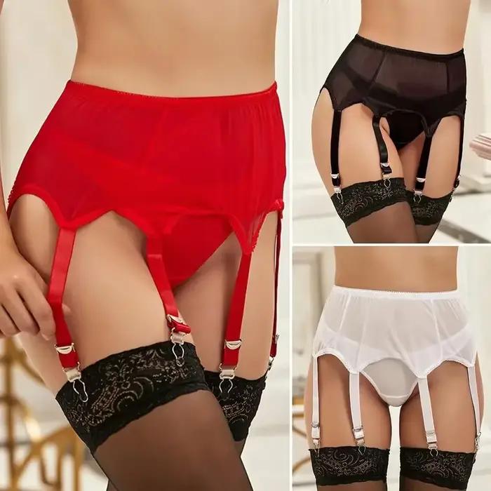 Discothèque taille haute dentelle maille Sexy Lingerie porte-jarretelles sous-vêtements boucle réglable élastique