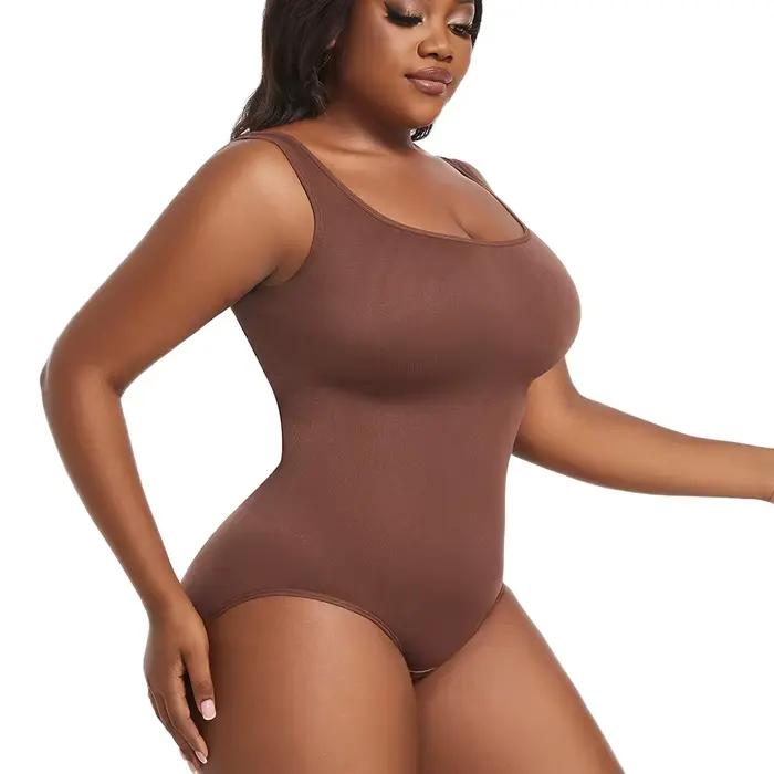 Veľké veľkosti dámske body so slipmi Sexy tréningový jednodielny odev do posilňovne tvarujúci brucho športové oblečenie kombinéza bez rukávov XL-5XL
