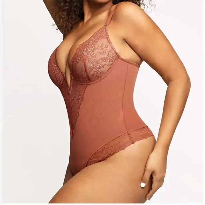 GUUDIA Body doux soyeux toucher couche Body 2 couches Shapewear ouvert entrejambe combinaison doux lisse corps Shaper dentelle Body