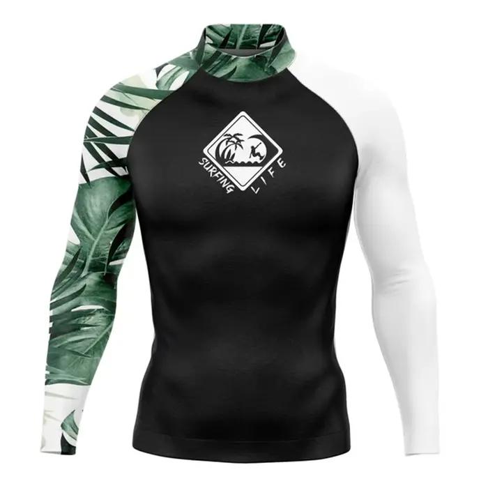Pánsky rash guard na surfovanie s dlhými rukávmi Lycra Surf Traje De Baño Manga Larga plavky Upf 50 + Performance