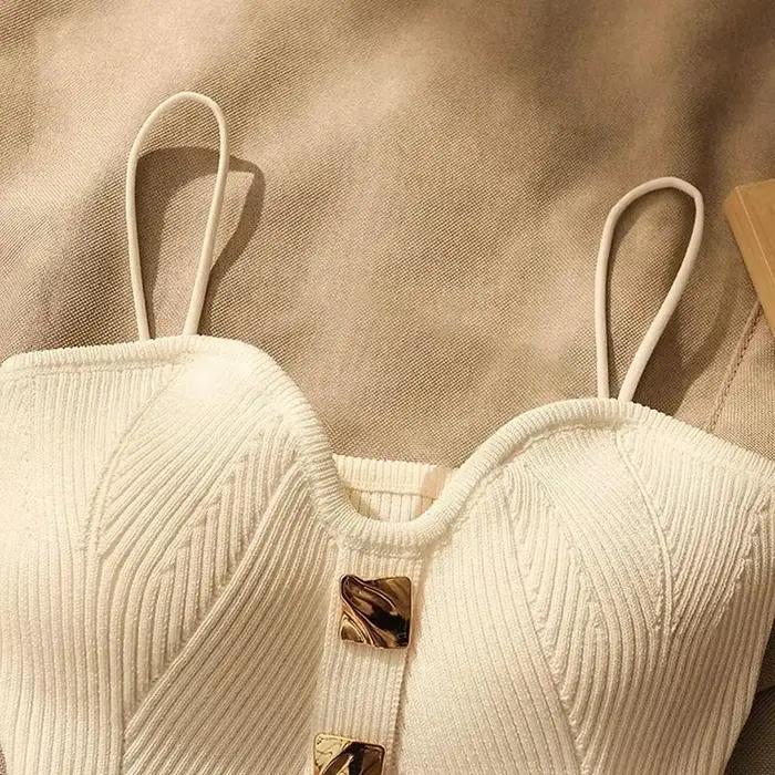 Letný krížový úplet podväzok pre ženy Francúzsky štýl Sexy krása Tielko vypasovaný strih bez rukávov Tričko bez vankúšika
