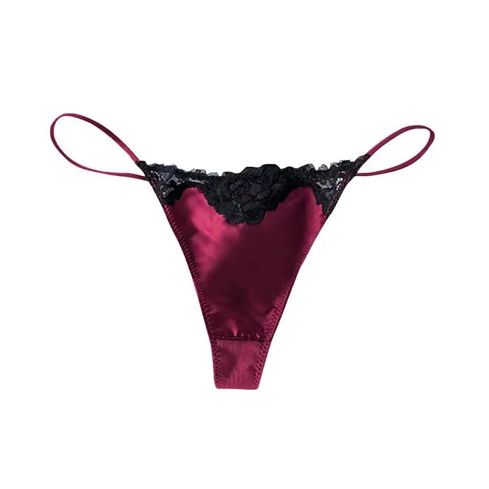 Bikinis respirants, strings sexy, culottes taille basse pour femme, sous-vêtements en satin et coton, pack de lencería pour femme, 여성 극단적속옷