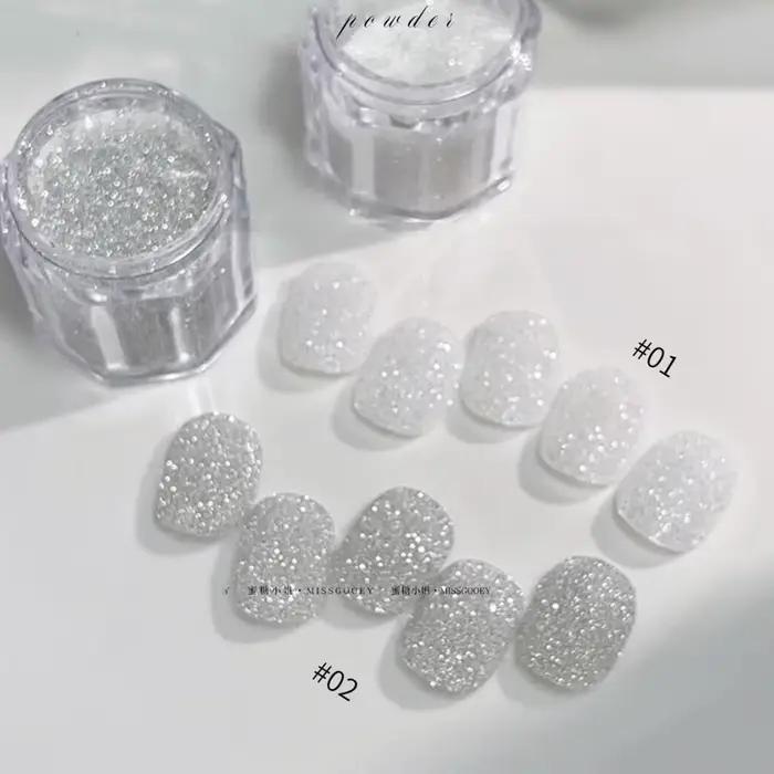 Strieborný diamantový prášok na nechty 5g - Ultra jemný trblietavý pigment na akrylové a gélové