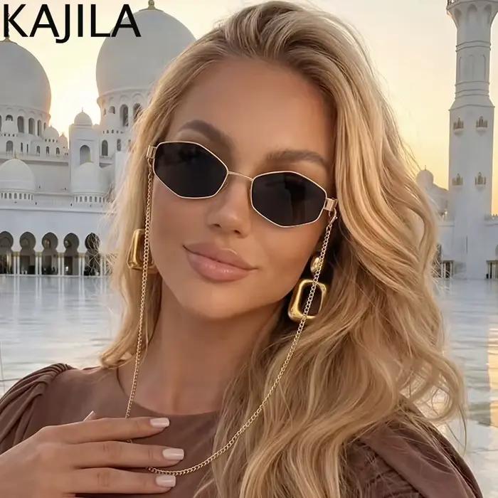Štýlové šesťuholníkové slnečné okuliare s malým rámom pre ženy
