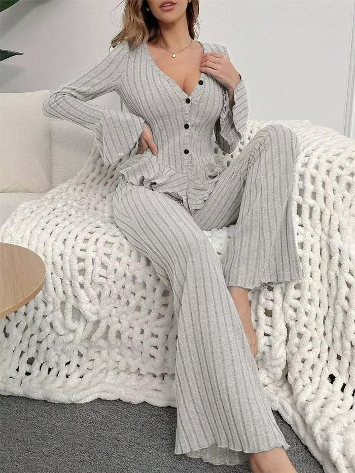 Sexy rebrovaný pyžamový set pre ženy