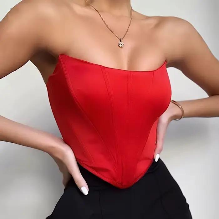 Sexy zamatový korzet bez rukávov