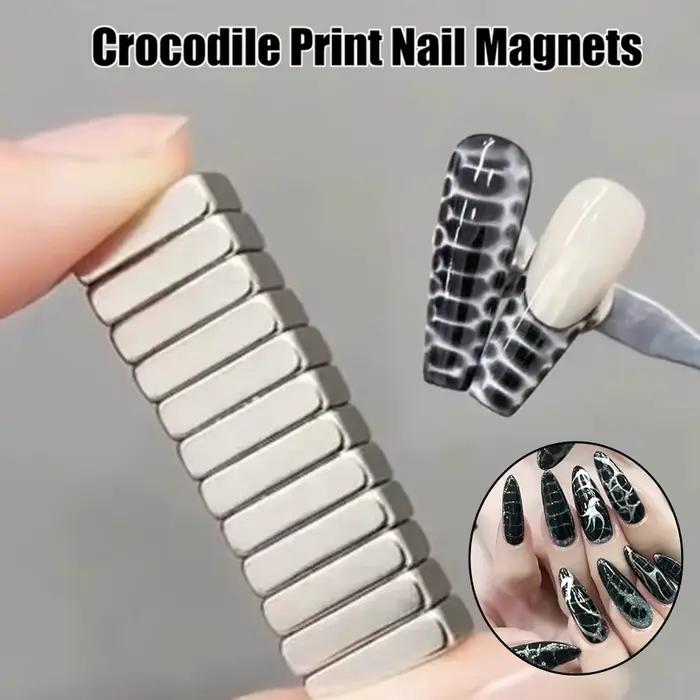 12 kusov nechtov mačacie oko silný magnetický efekt nechty Krokodília textúra magnetická tyčinka UV Gél lak