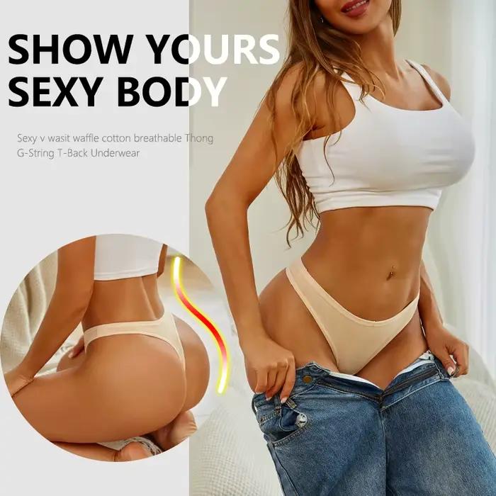 4 pièces/ensemble femmes coton culottes sans couture taille basse tongs taille en V couleur unie sous-vêtements respirants femme doux Lingerie intimes