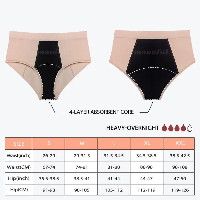 Culottes menstruelles femme flux abondant, Culotte Menstruelle en Bambou pour Femme, Taille Haute de culotte menstruation, Anti-Fuite, Lot de 3 Pièces culotte menstruelle absorbant