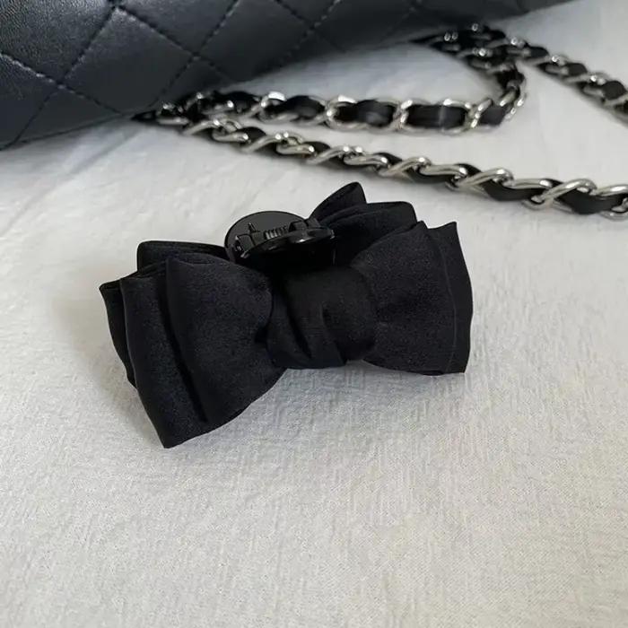 Čierna mašľová spona do vlasov pre ženy a dievčatá