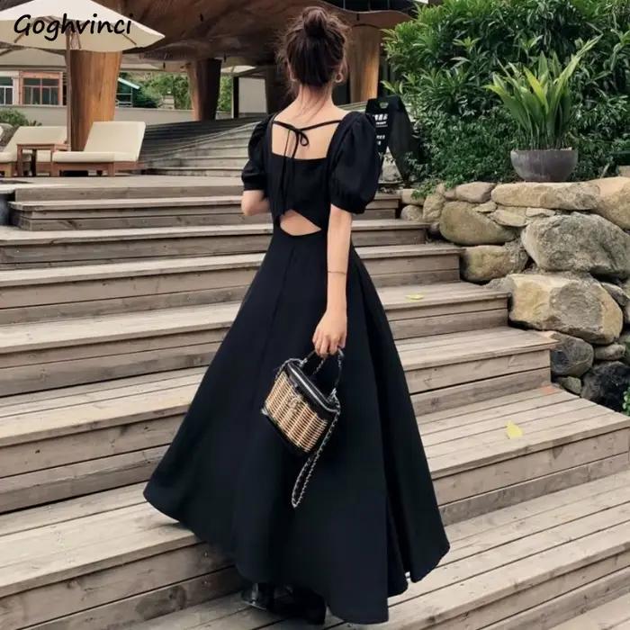 Elegantné čierne vintage šaty pre ženy