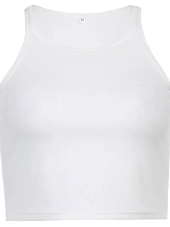 Dámske biele bavlnené voľné crop top