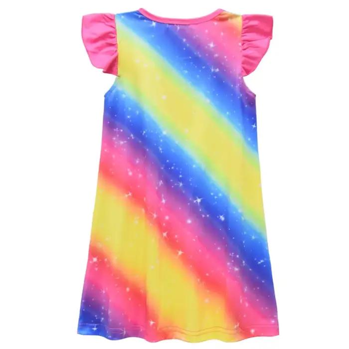 Enfants bébé vêtements de nuit pour filles arc-en-ciel licorne mignon dessin animé frappes de lait robe de nuit filles chemise de nuit Kawaii Pijamas 3-8y