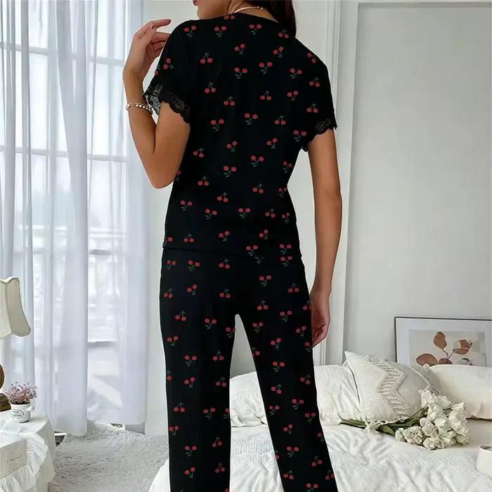 Pyjama pour femmes, ensemble de pyjama sexy en dentelle à col en U, short de nuit, vêtements de nuit, nouveau
