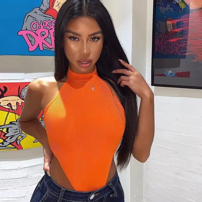 Combinaison Sexy à Manches Colorées et Dos auxpour Femme, Tenue de Soirée et Club