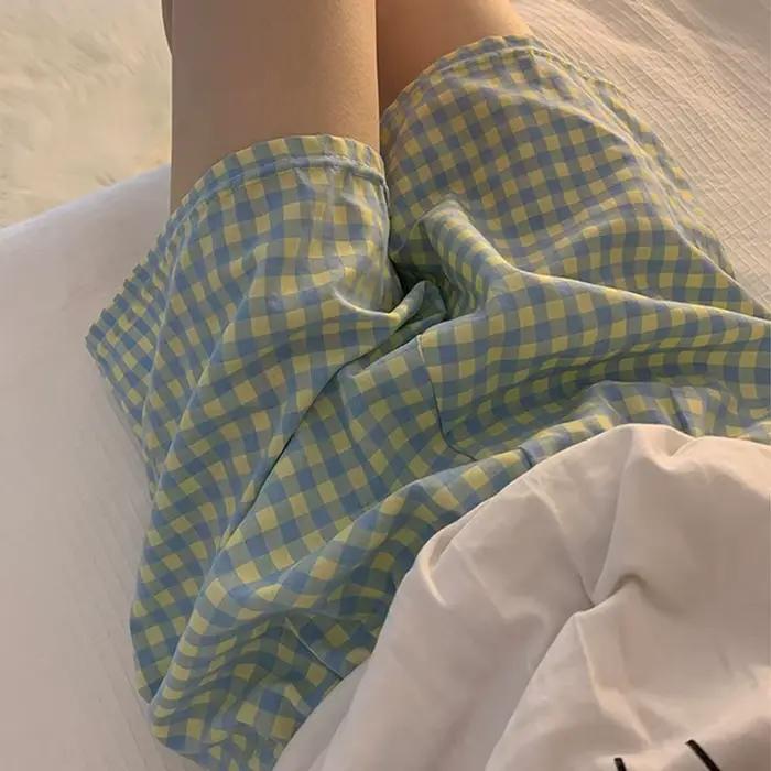 Été Shorts amples pyjamas fins coton femmes Shorts femmes bas pantalons doux Plaid imprimé Spwear pantalon femmes pyjama pantalon