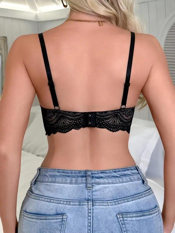 Soutien-gorge sexy pour femme à décolleté plongeant en dentelle, push-up, avec armatures, bretelles réglables, lingerie confortable pour femme