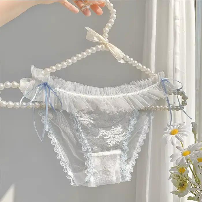 Ženy Sexy Priehľadná Čipka Mašlička Tanga Spodná Bielizeň Mikro Slipy Erotické