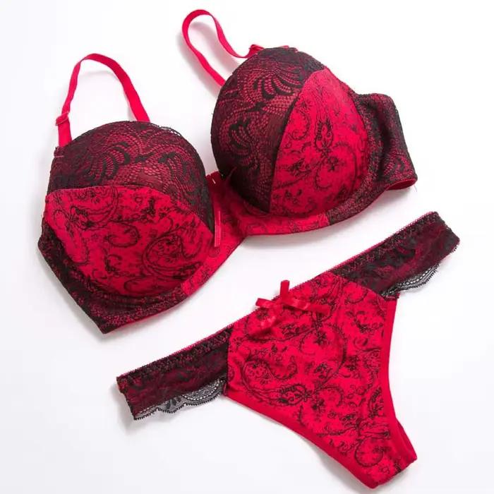 Sexy čipkovaný push-up podprsenkový set pre veľké veľkosti (70