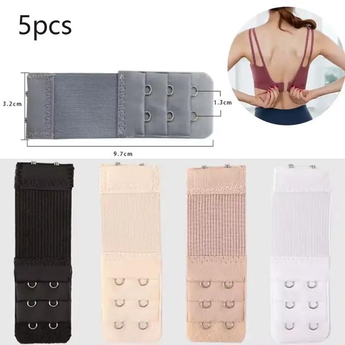 Lot de 5 rallonges de soutien-gorge ajustables à 2 rangées pour femmes, avec boucle de fixation, pour une longueur accrue