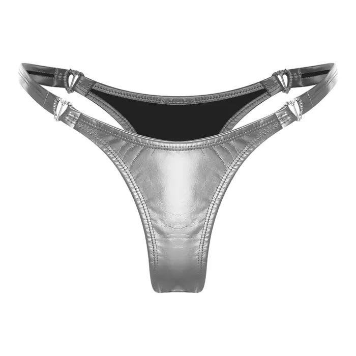 Lesklé latexové mini tanga s mokrým efektom pre ženy
