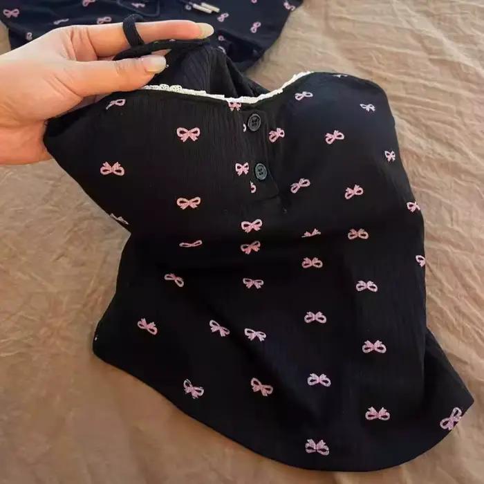 Ensemble de pyjama d'été pour femme avec nœud, débardeur et short, 2 pièces, décontracté, respirant, coupe ajustée, ensemble de lingerie de nuit