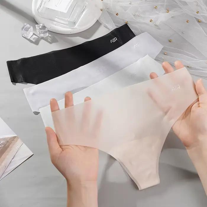 String Transparent pour femmes, Ultra-fin, sens, Sexy, sans couture, taille basse, couleur unie, sous-vêtements à séchage rapide