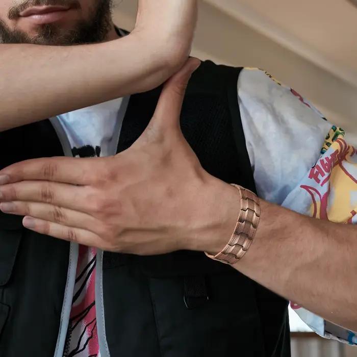 ARADOO Náramok z čistej medi pre mužov 3500 Gauss 3X Magnetická terapia s článkami