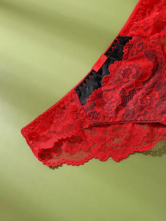 Femmes culottes sous-vêtements Sexy dentelle noire culotte Lingerie femme dentelle florale slips Perspective conception dames culottes