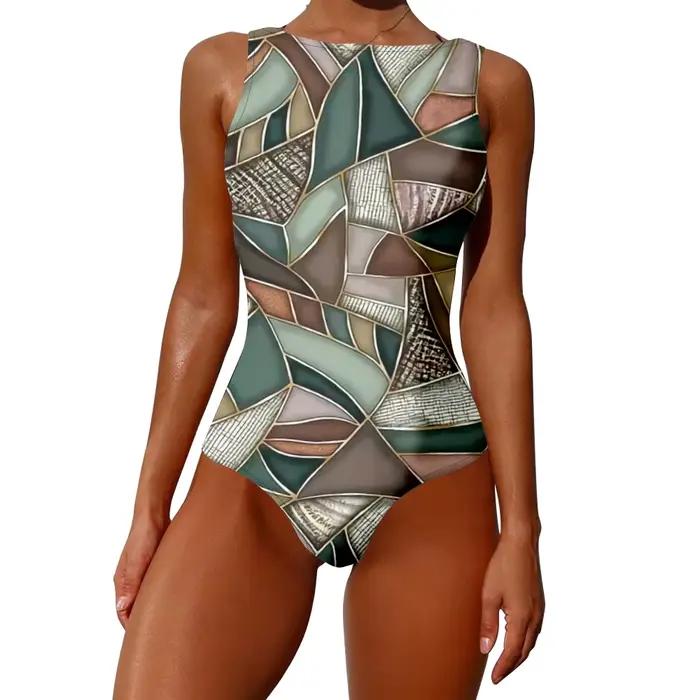 Jednodielne plavky Aqua Swirl DNA s potlačou