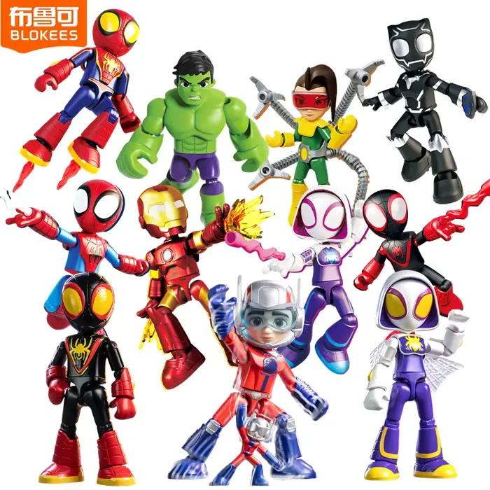 Blokees Original l'incroyable Spider-Man Miles Morales Gwen panthère noire figurine boîte aveugle Anime modèle poupée enfants jouet cadeaux