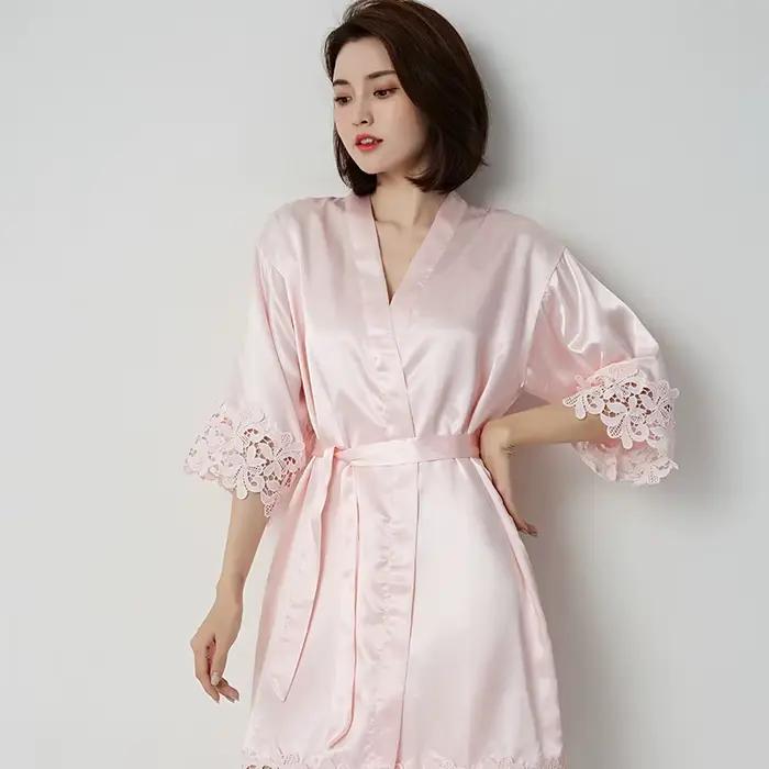Élégant dentelle équipe mariée mariage peignoir Robe de mariée mariée demoiselle d'honneur Robes de mariée femme Bachelorette poule fête