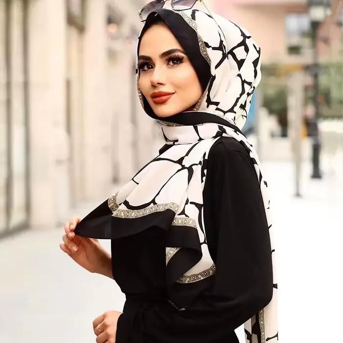 Luxusný hodvábny mušelínový instantný turban pre moslimky Hidžáb Abaya Hidžáby pre ženy