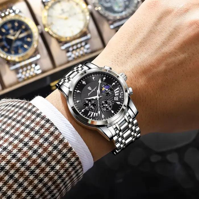 POEDAGAR Originálne vojenské pánske hodinky vodeodolné svietiace dátum chronograf