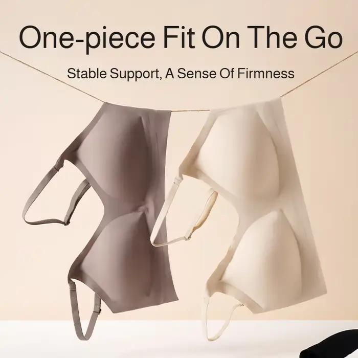 Soutien-gorge femme en soie glacée sans couture, effet minimisant pour grandes poitrines, style push-up, fin d'été, bonnet semi-fixe, dos élégant