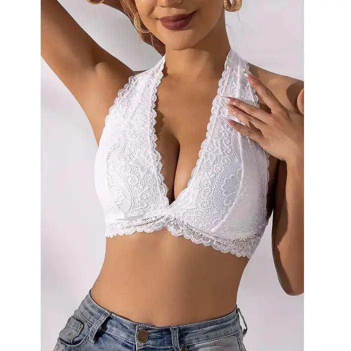 Soutien-gorge femme sans couture en polyester et élasthanne avec dentelle pour activité quotidienne et occasions spéciales